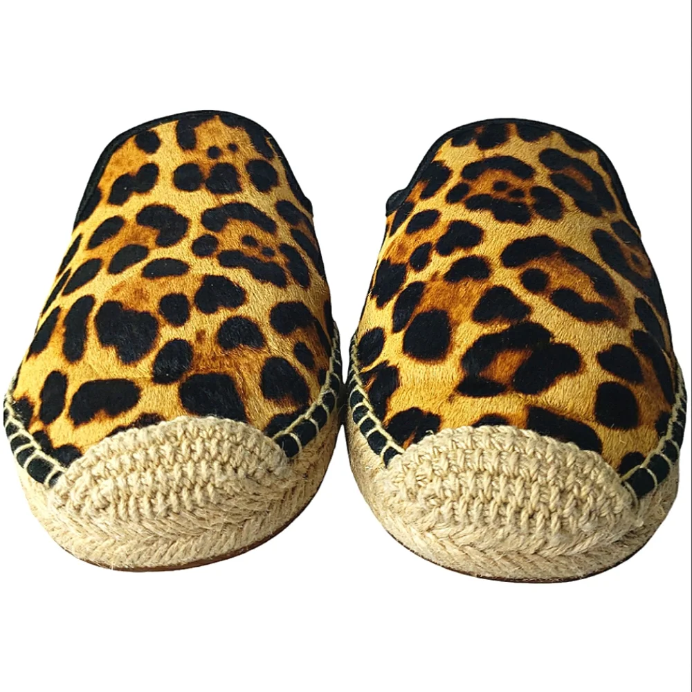 J. Crew Leopard Print Espadrille Mules in Brown and Black